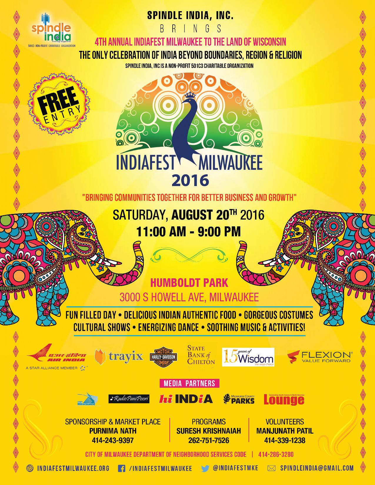 IndiaFest Milwaukee 2016 Flyer